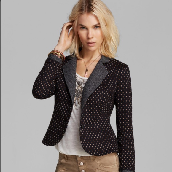 Free People Jackets & Blazers - Free People Black Diamond Polka Dot Blazer Size M